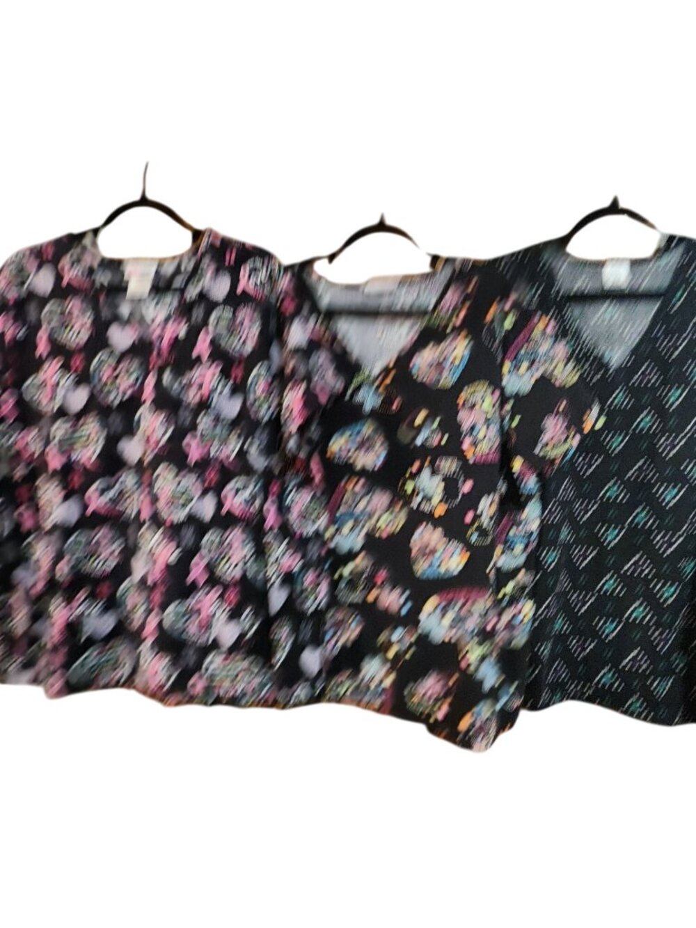 Scrubstar Womens Scrub Tops Lot Of 3 Printed Short Sleeve V-Neck Cotton Blend Si